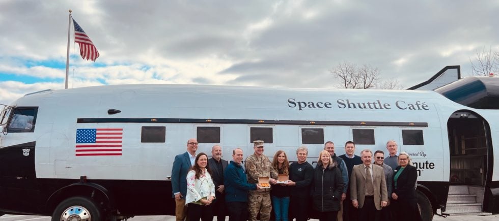 Apprentices and mentors with the Space Shuttle Cafe food truck